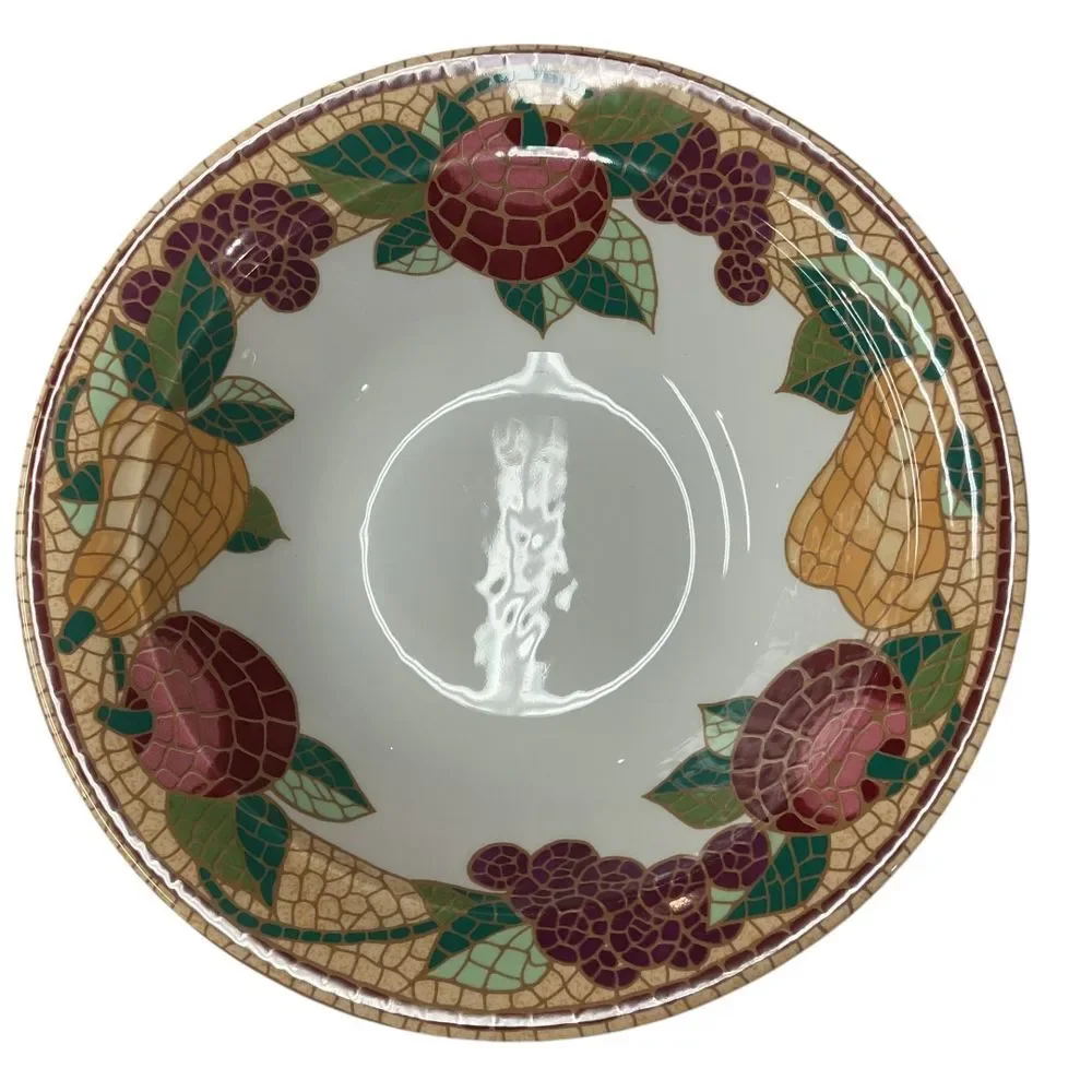 Pier 1 Mosaic Fruit Serving Salad Bowl Italy Home‎ Deco Stained Glass Apple Pear